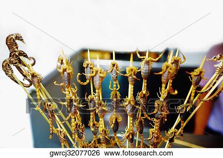 Stock Photograph - Scorpion snacks in a restaurant, Wangfujing, Dongcheng District, Beijing, China. Fotosearch
