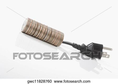 Stack of coins with a three pin plug View Large Photo Image Stock Image - Stack of coins with a three pin plug. Fotosearch
