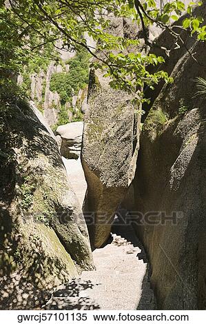 Stairway on a mountain, Huangshan Mountains, Anhui Province, China View Large Photo Image Stock Photography - Stairway on a mountain, Huangshan Mountains, Anhui Province, China. Fotosearch