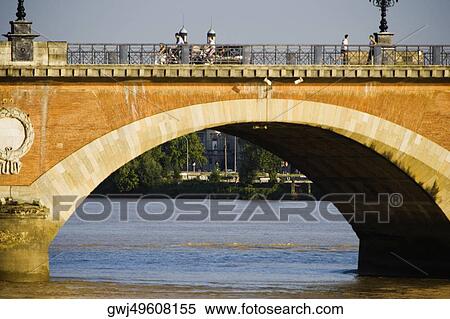 Arch bridge across a river, Pont De Pierre, Garonne River, Bordeaux, Aquitaine, France View Large Photo Image Stock Photography - Arch bridge across a river, Pont De Pierre, Garonne River, Bordeaux, Aquitaine, France. Fotosearch