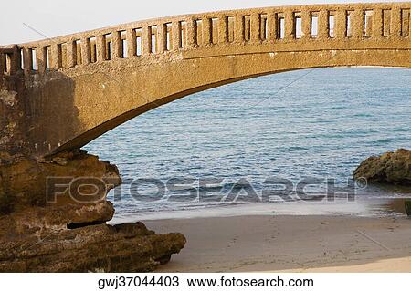 Arch bridge on the beach, Le Basta, Biarritz, France View Large Photo Image Stock Image - Arch bridge on the beach, Le Basta, Biarritz, France. Fotosearch