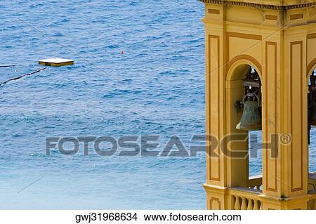 Bell tower on the beach, Italian Riviera, Genoa Province, Liguria, Italy View Large Photo Image Picture - Bell tower on the beach, Italian Riviera, Genoa Province, Liguria, Italy. Fotosearch