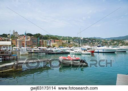 Boats at a harbor, Italian Riviera, Santa Margherita Ligure, Genoa, Liguria, Italy View Large Photo Image Picture - Boats at a harbor, Italian Riviera, Santa Margherita Ligure, Genoa, Liguria, Italy. Fotosearch