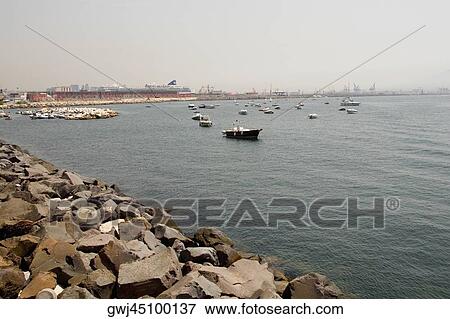 Stock Photo - Boats in the sea, Porto di Napoli, Bay of Naples, Naples, Naples Province, Campania, Italy. Fotosearch