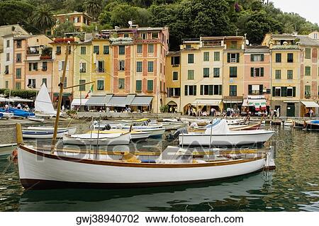 Boats moored at a harbor, Italian Riviera, Portofino, Genoa, Liguria, Italy View Large Photo Image Stock Image - Boats moored at a harbor, Italian Riviera, Portofino, Genoa, Liguria, Italy. Fotosearch