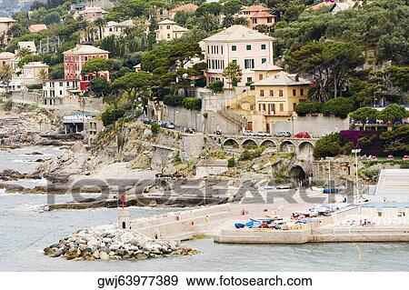 Buildings at the coast, Recco, Italian Riviera, Genoa Province, Liguria, Italy View Large Photo Image Stock Photo - Buildings at the coast, Recco, Italian Riviera, Genoa Province, Liguria, Italy. Fotosearch