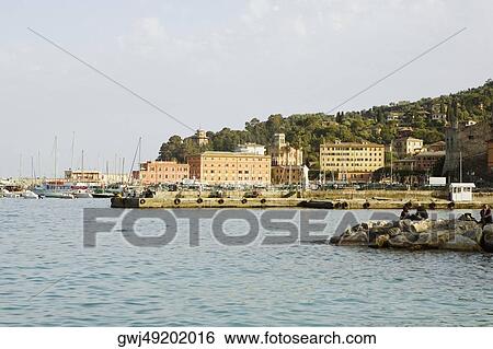 Buildings at the seaside, Italian Riviera, Santa Margherita Ligure, Genoa, Liguria, Italy View Large Photo Image Stock Photograph - Buildings at the seaside, Italian Riviera, Santa Margherita Ligure, Genoa, Liguria, Italy. Fotosearch