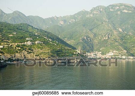 Buildings at the waterfront, Amalfi Coast, Campania, Italy View Large Photo Image Stock Photography - Buildings at the waterfront, Amalfi Coast, Campania, Italy. Fotosearch