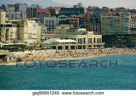 Buildings at the waterfront, Casino Municipal, Grande Plage, Biarritz, France View Large Photo Image Stock Photography - Buildings at the waterfront, Casino Municipal, Grande Plage, Biarritz, France. Fotosearch