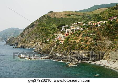 Buildings on a mountain, Italian Riviera, Cinque Terre National Park, Italy View Large Photo Image Stock Image - Buildings on a mountain, Italian Riviera, Cinque Terre National Park, Italy. Fotosearch
