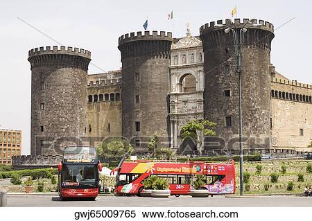 Buses in front of a castle, Castel Nuovo, Naples, Naples Province, Campania, Italy View Large Photo Image Stock Photography - Buses in front of a castle, Castel Nuovo, Naples, Naples Province, Campania, Italy. Fotosearch