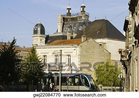 Cable car in a city, Vieux Bordeaux, Bordeaux, France View Large Photo Image Stock Image - Cable car in a city, Vieux Bordeaux, Bordeaux, France. Fotosearch