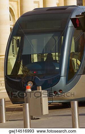 Cable car on tracks, Bordeaux, France View Large Photo Image Stock Image - Cable car on tracks, Bordeaux, France. Fotosearch