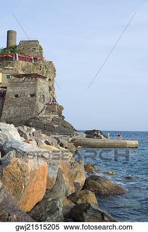 Castle at the seaside, Doria Castle, Italian Riviera, Cinque Terre National Park, Vernazza, La Spezia, Liguria, Italy View Large Photo Image Stock Photography - Castle at the seaside, Doria Castle, Italian Riviera, Cinque Terre National Park, Vernazza, La Spezia, Liguria, Italy. Fotosearch
