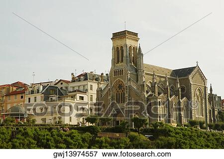 Cathedral in a city, Eglise Sainte Eugenie, Biarritz, France View Large Photo Image Stock Photo - Cathedral in a city, Eglise Sainte Eugenie, Biarritz, France. Fotosearch