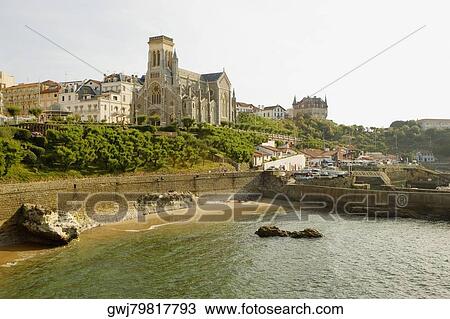 Cathedral in a city, Port des Pecheurs, Eglise Sainte Eugenie, Biarritz, France View Large Photo Image Stock Image - Cathedral in a city, Port des Pecheurs, Eglise Sainte Eugenie, Biarritz, France. Fotosearch