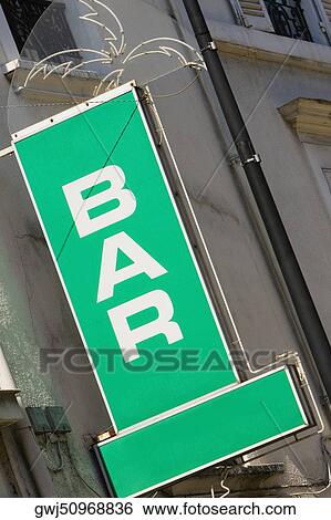 Close-up of a bar sign, Le Mans, France View Large Photo Image Stock Photograph - Close-up of a bar sign, Le Mans, France. Fotosearch