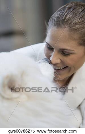 Close-up of a businesswoman playing with her dog View Large Photo Image Stock Photography - Close-up of a businesswoman playing with her dog. Fotosearch