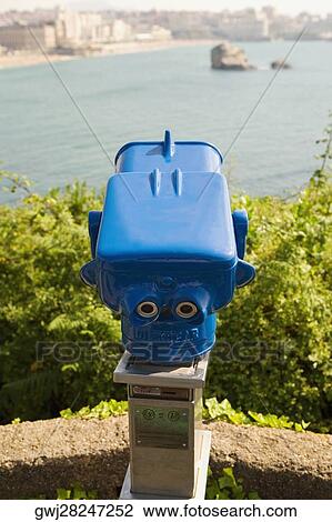 Close-up of a coin-operated binoculars, St. Martin, Grande Plage, Biarritz, France View Large Photo Image Stock Image - Close-up of a coin-operated binoculars, St. Martin, Grande Plage, Biarritz, France. Fotosearch