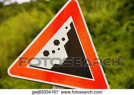 Close-up of a landslide road sign, Via Aurelia, Italian Riviera, Liguria, Italy View Large Photo Image Stock Photo - Close-up of a landslide road sign, Via Aurelia, Italian Riviera, Liguria, Italy. Fotosearch
