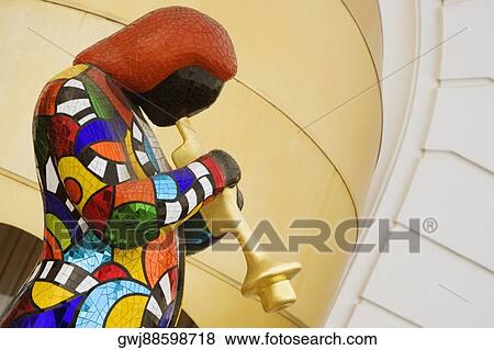 Stock Photo - Close-up of a mosaic statue, Nice, Provence-Alpes-Cote D'Azur, France. Fotosearch