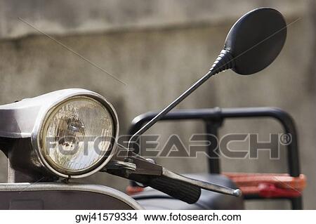 Picture - Close-up of a motor scooter, Italian Riviera, Santa Margherita Ligure, Genoa, Liguria, Italy. Fotosearch