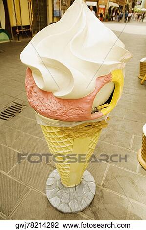 Close-up of a sculpture of an ice cream cone, Genoa, Liguria, Italy View Large Photo Image Stock Image - Close-up of a sculpture of an ice cream cone, Genoa, Liguria, Italy. Fotosearch