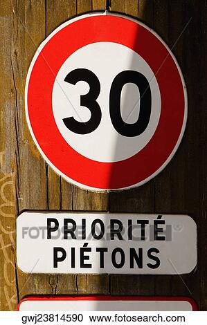 Close-up of a speed limit sign, Le Mans, France View Large Photo Image Stock Image - Close-up of a speed limit sign, Le Mans, France. Fotosearch