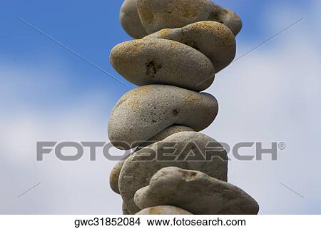 Close-up of a stack of pebbles View Large Photo Image Picture - Close-up of a stack of pebbles. Fotosearch