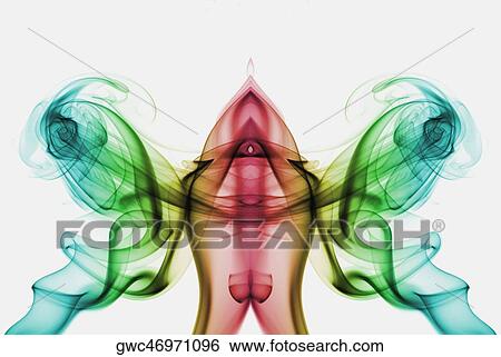 Stock Photograph - Close-up of multi-colored smoke. Fotosearch