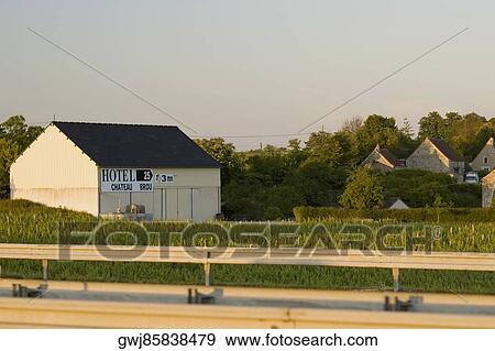 Stock Photo - Commercial sign on a farmhouse, Loire Valley, France. Fotosearch