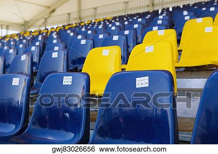 Empty seats in a stadium, Le Mans, France View Large Photo Image Stock Photograph - Empty seats in a stadium, Le Mans, France. Fotosearch
