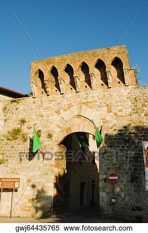Entrance of a building, San Gimignano, Siena Province, Tuscany, Italy View Large Photo Image Stock Photography - Entrance of a building, San Gimignano, Siena Province, Tuscany, Italy. Fotosearch