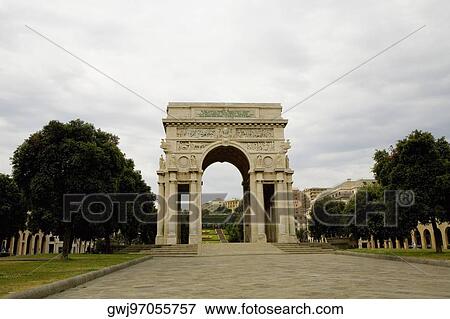 Entrance of a park, Piazza Della Vittoria, Genoa, Liguria, Italy View Large Photo Image Stock Photo - Entrance of a park, Piazza Della Vittoria, Genoa, Liguria, Italy. Fotosearch