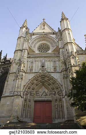 Facade of a basilica, St. Michel Basilica, Quartier St. Michel, Vieux Bordeaux, Bordeaux, France View Large Photo Image Stock Image - Facade of a basilica, St. Michel Basilica, Quartier St. Michel, Vieux Bordeaux, Bordeaux, France. Fotosearch