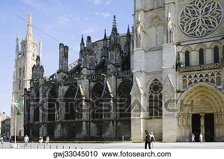Facade of a church, Bordeaux Cathedral, Tour Pey Berland, Bordeaux, Aquitaine, France View Large Photo Image Stock Image - Facade of a church, Bordeaux Cathedral, Tour Pey Berland, Bordeaux, Aquitaine, France. Fotosearch