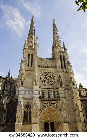 Facade of a church, St. Andre Cathedral, Bordeaux, Aquitaine, France View Large Photo Image Stock Image - Facade of a church, St. Andre Cathedral, Bordeaux, Aquitaine, France. Fotosearch