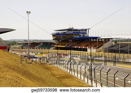 Stock Photo - Fence along with motor racing track, Le Mans, France. Fotosearch