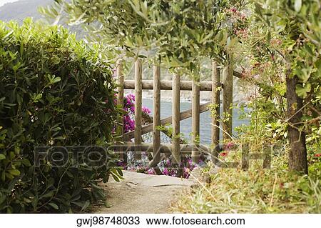 Fence in a garden, Via del'Amore, Cinque Terre National Park, La Spezia, Liguria, Italy View Large Photo Image Stock Image - Fence in a garden, Via del'Amore, Cinque Terre National Park, La Spezia, Liguria, Italy. Fotosearch
