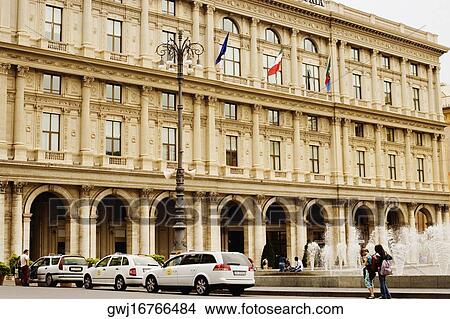 Fountain in front of a building, Piazza De Ferrari, Genoa, Liguria, Italy View Large Photo Image Picture - Fountain in front of a building, Piazza De Ferrari, Genoa, Liguria, Italy. Fotosearch