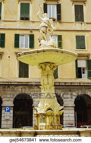 Fountain in front of a building, Piazza Colombo, Genoa, Liguria, Italy View Large Photo Image Stock Image - Fountain in front of a building, Piazza Colombo, Genoa, Liguria, Italy. Fotosearch