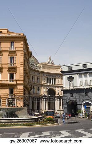 Fountain in front of a building, Galleria Umberto I, Naples, Naples Province, Campania, Italy View Large Photo Image Stock Photo - Fountain in front of a building, Galleria Umberto I, Naples, Naples Province, Campania, Italy. Fotosearch