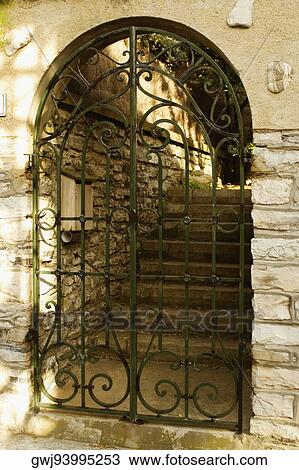 Gate at the entrance of a staircase, Biarritz, Basque Country, Pyrenees-Atlantiques, Aquitaine, France View Large Photo Image Stock Image - Gate at the entrance of a staircase, Biarritz, Basque Country, Pyrenees-Atlantiques, Aquitaine, France. Fotosearch