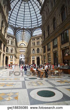 Stock Photography - Group of people in a shopping mall, Galleria Umberto I, Naples, Naples Province, Campania, Italy. Fotosearch
