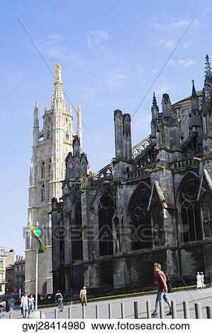 Group of people walking in front of a church, Cathedrale Saint-Andre, Tour Pey Berland, Bordeaux, Aquitaine, France View Large Photo Image Stock Image - Group of people walking in front of a church, Cathedrale Saint-Andre, Tour Pey Berland, Bordeaux, Aquitaine, France. Fotosearch