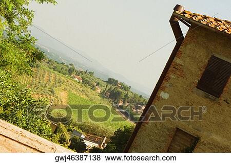 High angle view of a field, Siena Province, Tuscany, Italy View Large Photo Image Stock Photo - High angle view of a field, Siena Province, Tuscany, Italy. Fotosearch