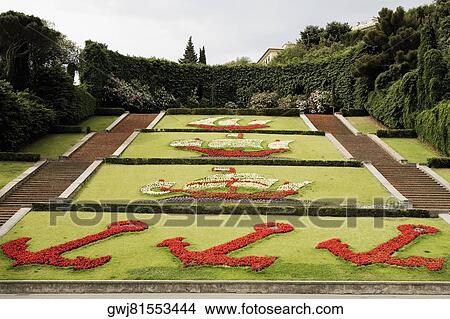 High angle view of a garden, Scalinata Delle Caravelle, Piazza Della Vittoria, Genoa, Liguria, Italy View Large Photo Image Picture - High angle view of a garden, Scalinata Delle Caravelle, Piazza Della Vittoria, Genoa, Liguria, Italy. Fotosearch