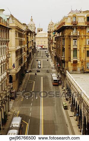 High angle view of a street in a city, Via XX Settembre, Piazza De Ferrari, Genoa, Liguria, Italy View Large Photo Image Stock Image - High angle view of a street in a city, Via XX Settembre, Piazza De Ferrari, Genoa, Liguria, Italy. Fotosearch