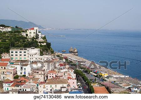 High angle view of a town at the seaside, Vietri sul Mare, Costiera Amalfitana, Salerno, Campania, Italy View Large Photo Image Stock Photograph - High angle view of a town at the seaside, Vietri sul Mare, Costiera Amalfitana, Salerno, Campania, Italy. Fotosearch