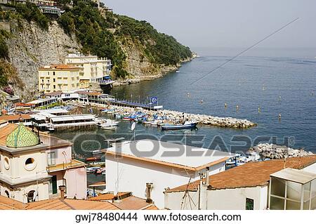 High angle view of a town, Church of St. Anna, Marina Grande, Capri, Sorrento, Sorrentine Peninsula, Naples Province, Campania, Italy View Large Photo Image Picture - High angle view of a town, Church of St. Anna, Marina Grande, Capri, Sorrento, Sorrentine Peninsula, Naples Province, Campania, Italy. Fotosearch